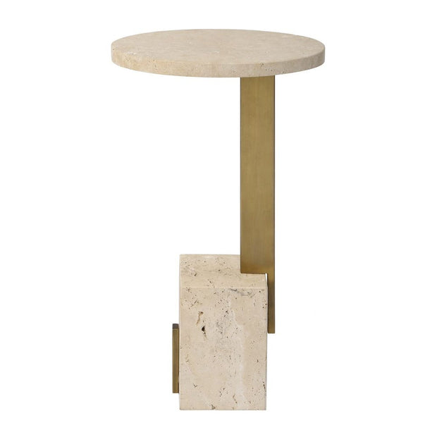 Uttermost Feranno Travertine And Brass Accent Table