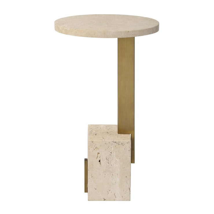 Uttermost Feranno Travertine And Brass Accent Table