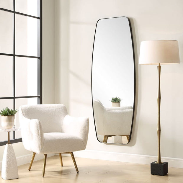 Uttermost Caspian Sleek Satin Black Curved Mirror