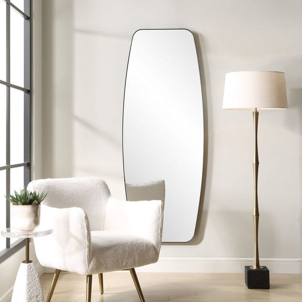 Uttermost Caspian Sleek Satin Black Curved Mirror