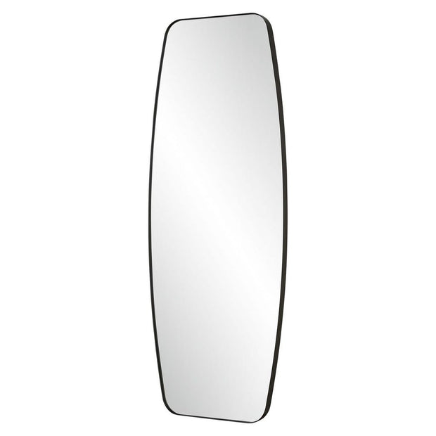 Uttermost Caspian Sleek Satin Black Curved Mirror