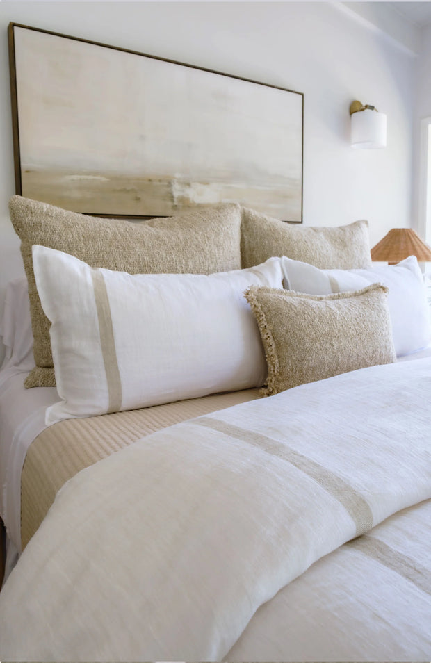 Pom Pom at Home Rory White and Flax Big Pillow with Insert ~ 28 x 36