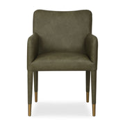 Uttermost Conifer Pine Green Distressed Faux Leather Modern Dining ArmChair