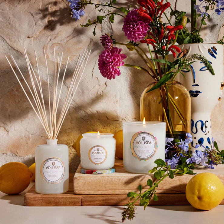 Voluspa Wildflowers Classic Candle, Petite Jar Candle,And Reed Diffuser Gift Set