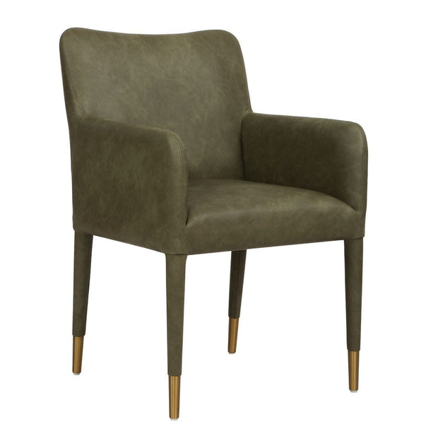 Uttermost Conifer Pine Green Distressed Faux Leather Modern Dining ArmChair