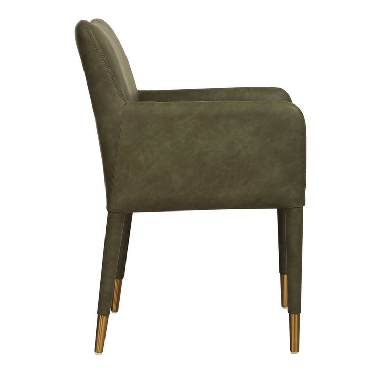 Uttermost Conifer Pine Green Distressed Faux Leather Modern Dining ArmChair
