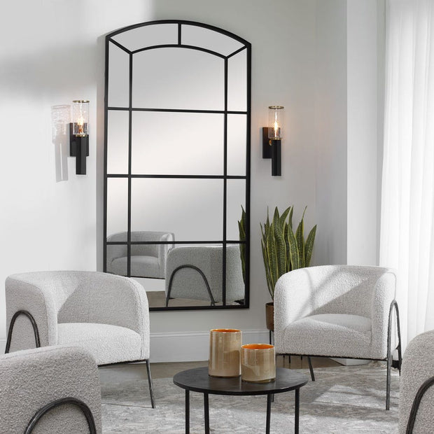 Uttermost Camber Rich Satin Black Arch Mirror
