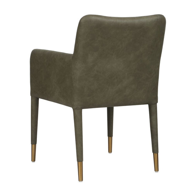 Uttermost Conifer Pine Green Distressed Faux Leather Modern Dining ArmChair