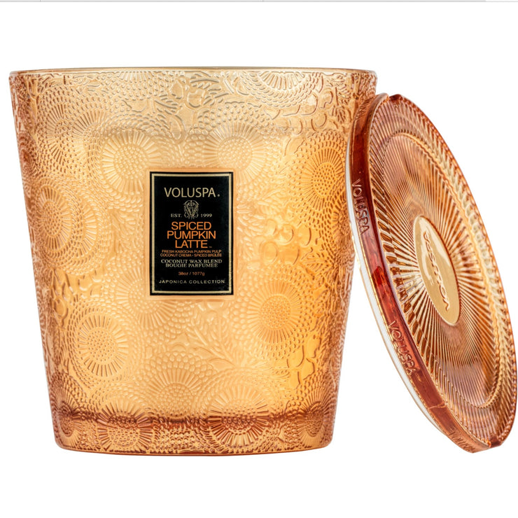 Voluspa Spiced Pumpkin Latte 3 Wick Hearth Candle 38 oz. ~ LIMITED QUANTITIES