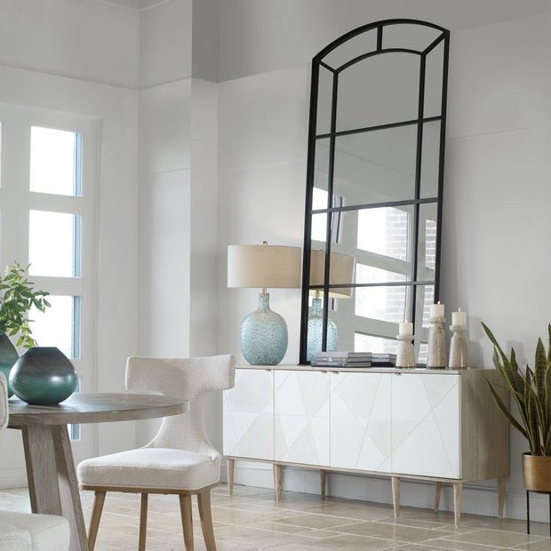 Uttermost Camber Rich Satin Black Arch Mirror