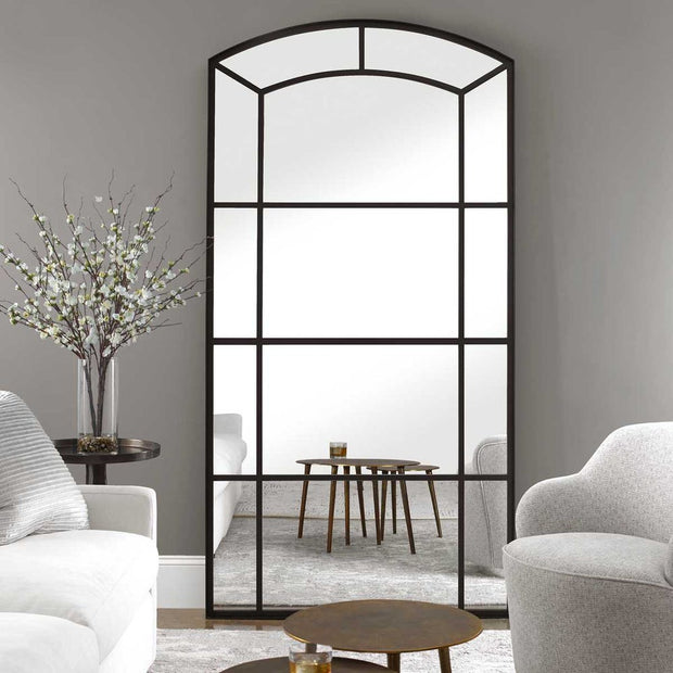 Uttermost Camber Rich Satin Black Arch Mirror