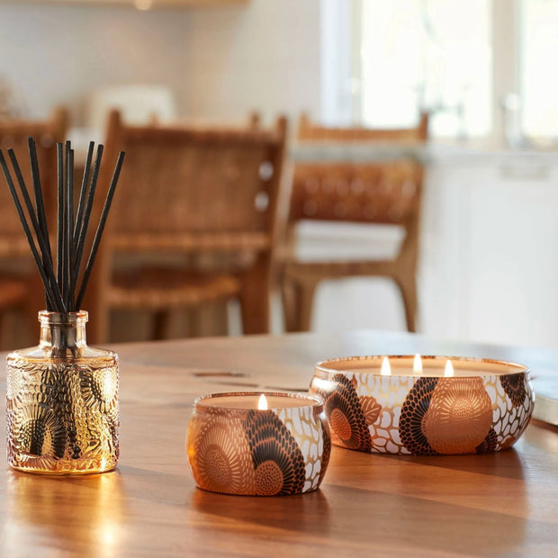 Voluspa Spiced Pumpkin Latte 3 Wick Tin Candle ~ LIMITED QUANTITIES