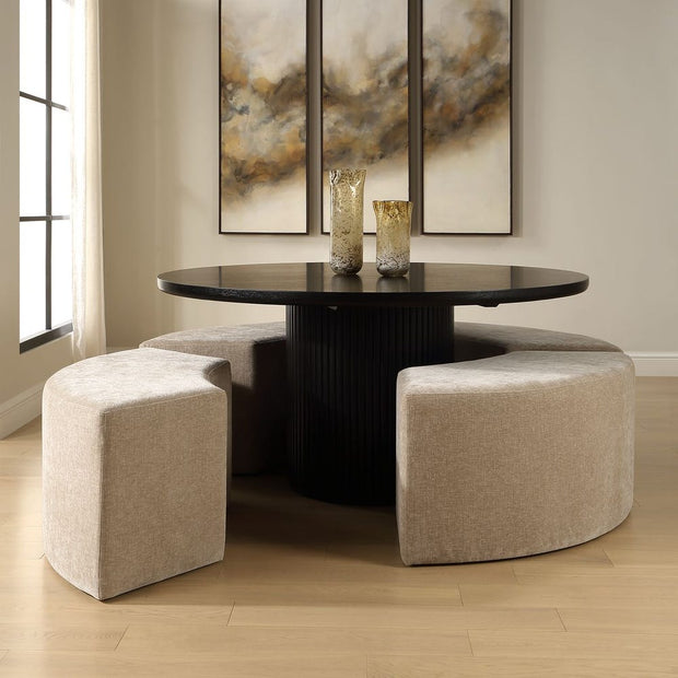 Uttermost Khai Cream Velvet Curved Bench