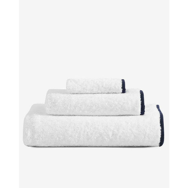 Sunday Citizen Porto White with Oxford Blue Towel Set 1 Bath Towel, 1 Hand Towel and 1 Washcloth