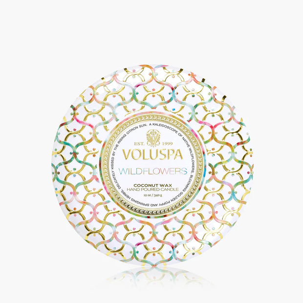 Voluspa Wildflowers 3 Wick Tin Candle ~12oz