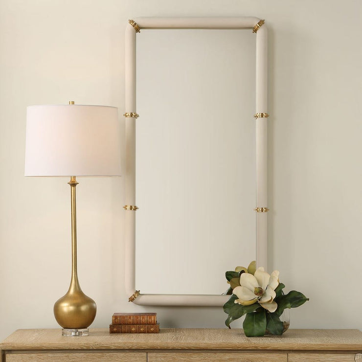 Uttermost Cyprus White Shagreen And Brass Mirror