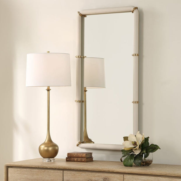 Uttermost Cyprus White Shagreen And Brass Mirror