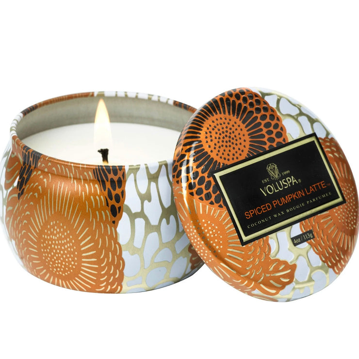 Voluspa Spiced Pumpkin Latte Mini Tin Candle ~ LIMITED QUANTITIES