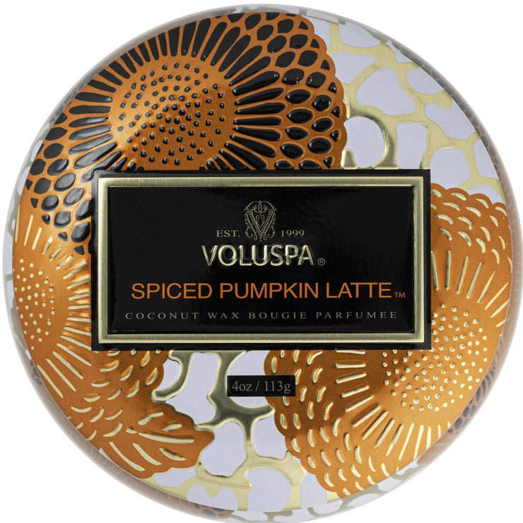 Voluspa Spiced Pumpkin Latte Mini Tin Candle ~ LIMITED QUANTITIES