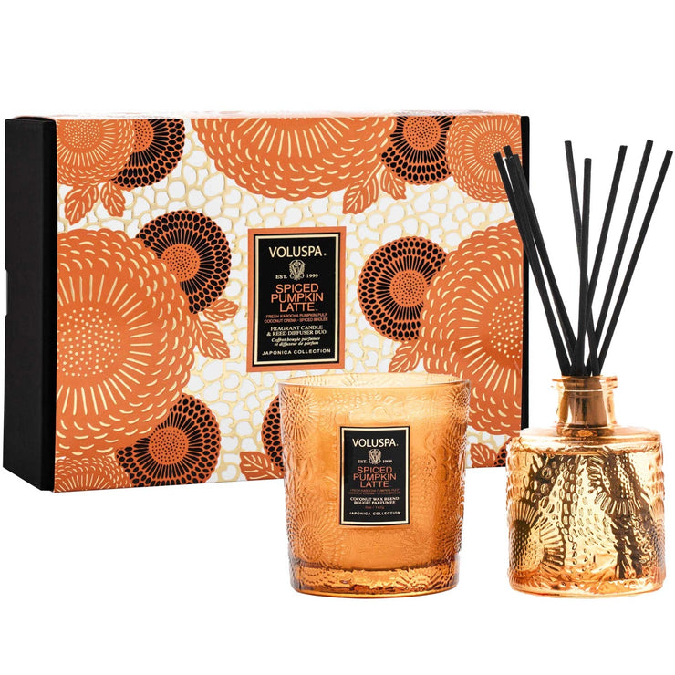 Voluspa Spiced Pumpkin Latte Demi Candle and Diffuser Gift Set
