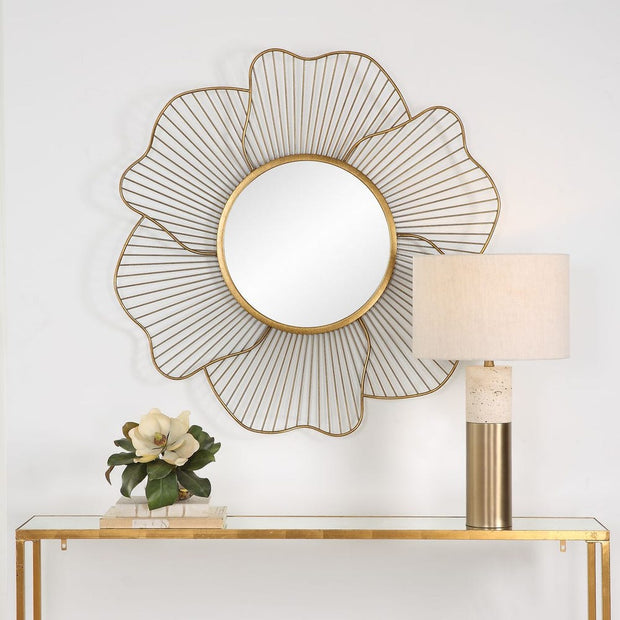 Uttermost Blossom Antiqued Gold Leaf Mirror