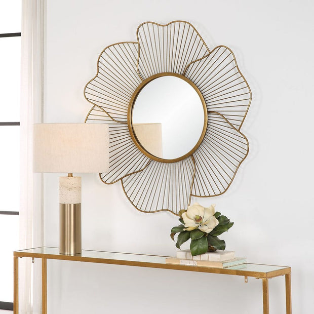 Uttermost Blossom Antiqued Gold Leaf Mirror