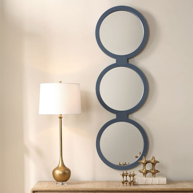Uttermost Going In Circles Ribbed Blue-Gray Finish Mirror