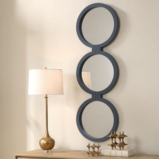 Uttermost Going In Circles Ribbed Blue-Gray Finish Mirror