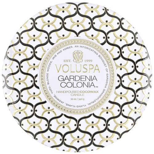 Voluspa Gardenia Colonia 3 Wick Tin Candle ~12oz