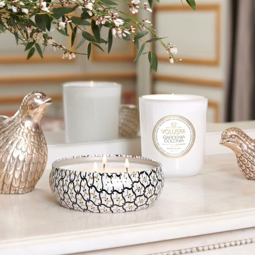 Voluspa Gardenia Colonia 3 Wick Tin Candle ~12oz