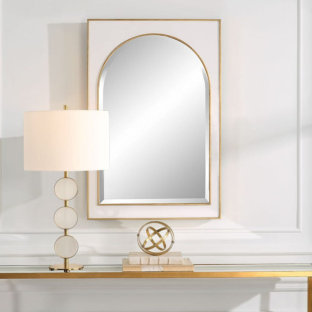 Uttermost Crisanta Iron Gloss White Arch Mirror