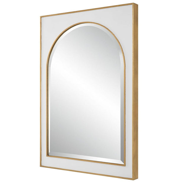 Uttermost Crisanta Iron Gloss White Arch Mirror