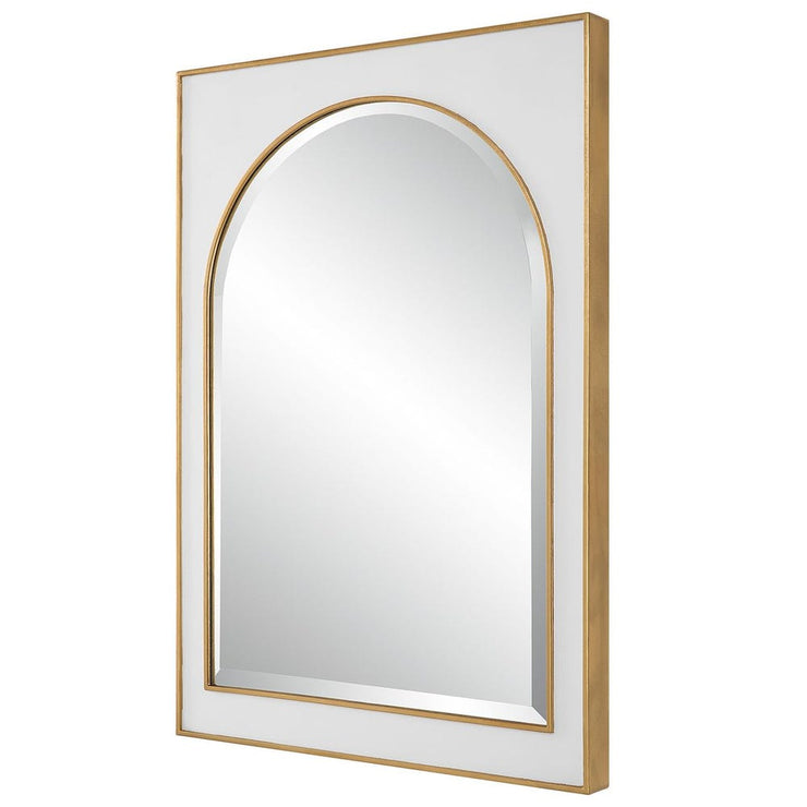 Uttermost Crisanta Iron Gloss White Arch Mirror
