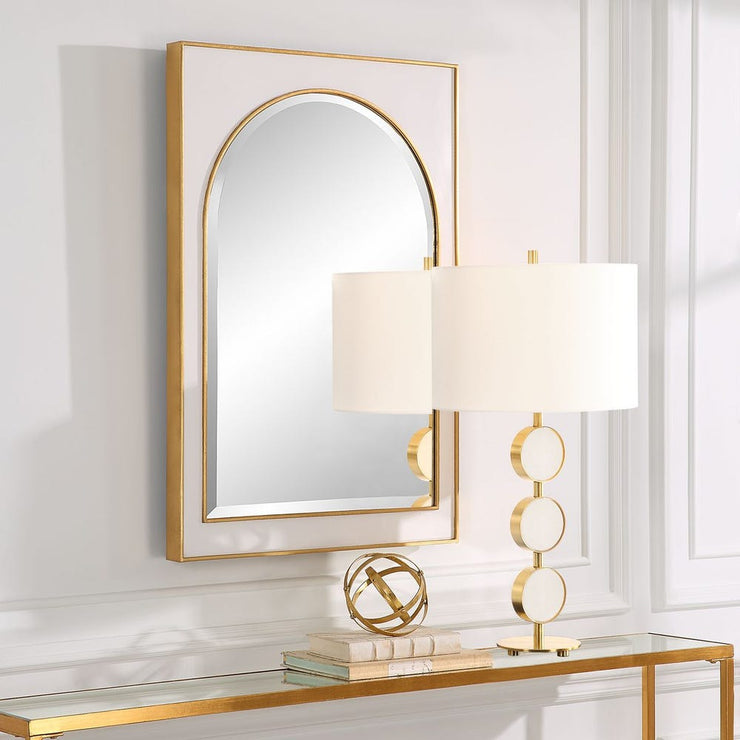 Uttermost Crisanta Iron Gloss White Arch Mirror