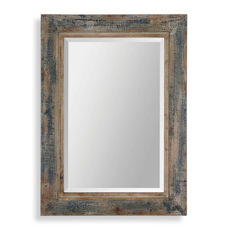 Uttermost Bozeman Slate Blue And Aged Wood Mirror