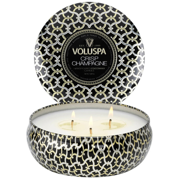 Voluspa Crisp Champagne 3 Wick Tin Candle