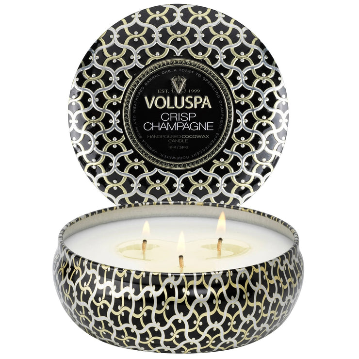 Voluspa Crisp Champagne 3 Wick Tin Candle