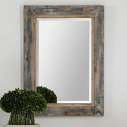 Uttermost Bozeman Slate Blue And Aged Wood Mirror