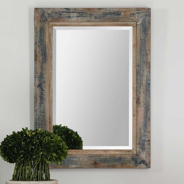 Uttermost Bozeman Slate Blue And Aged Wood Mirror