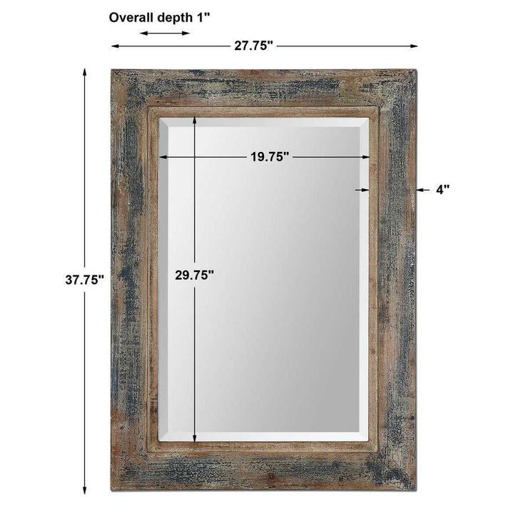 Uttermost Bozeman Slate Blue And Aged Wood Mirror
