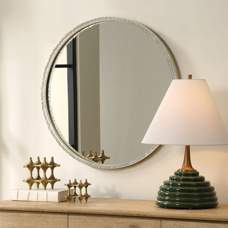 Uttermost Break The Ice Warm Champagne Iron Frame Round Mirror