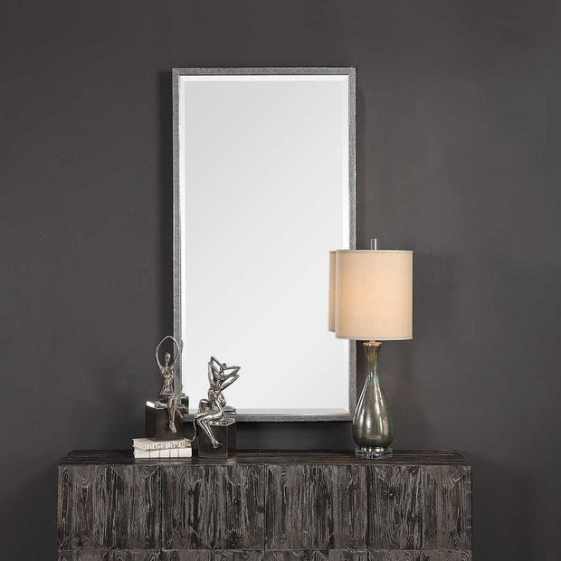 Uttermost Gabelle Hammer Textured Antique Metallic Silver Mirror