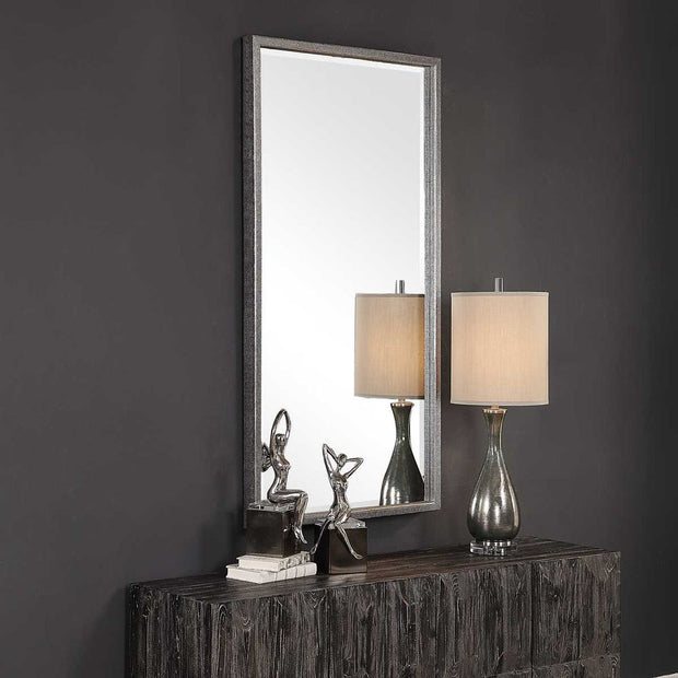 Uttermost Gabelle Hammer Textured Antique Metallic Silver Mirror