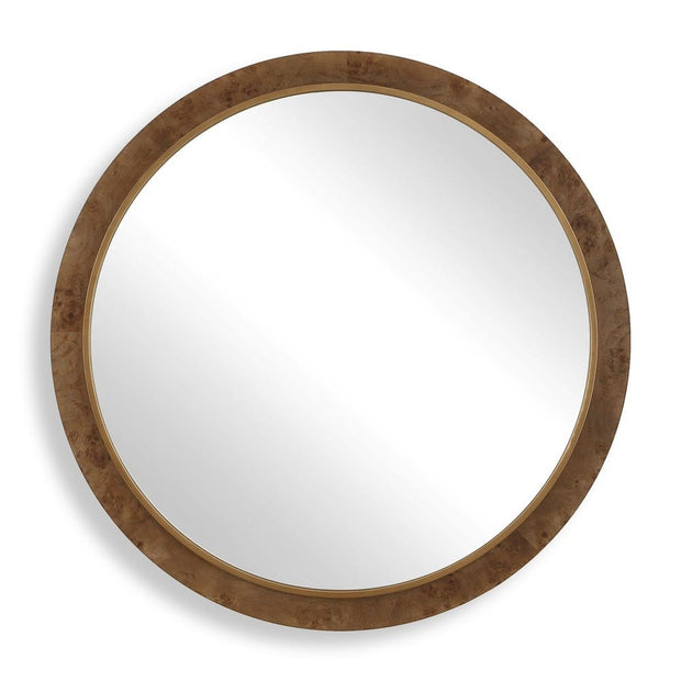 Uttermost Cleveland Antique Gold And Natural Grain Round Mirror