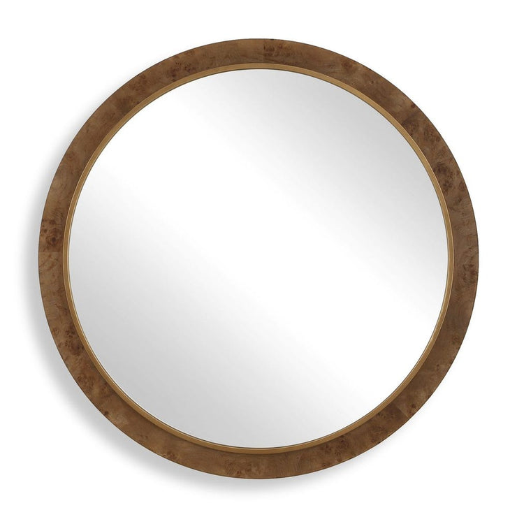 Uttermost Cleveland Antique Gold And Natural Grain Round Mirror