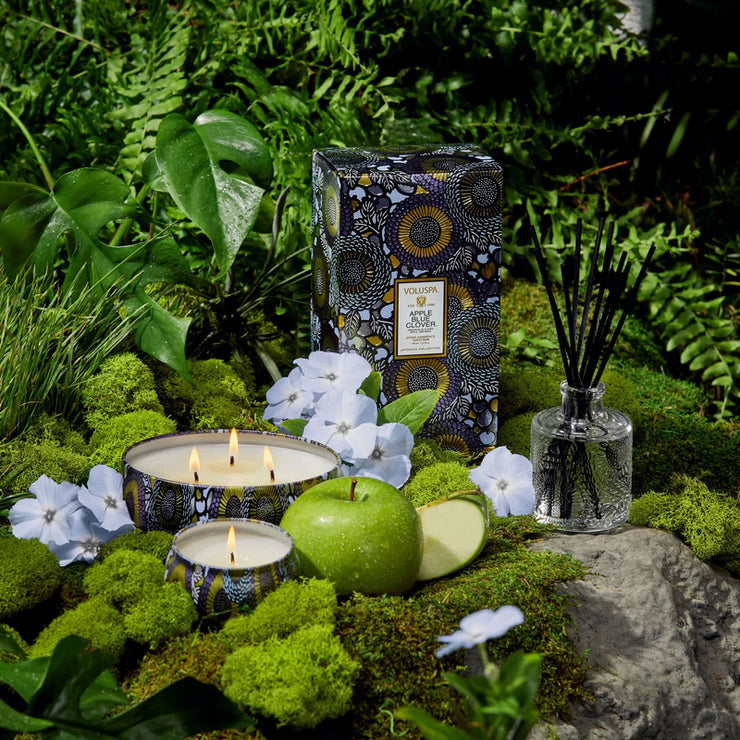 Voluspa Apple Blue Clover 3 Wick Tin Candle ~12oz