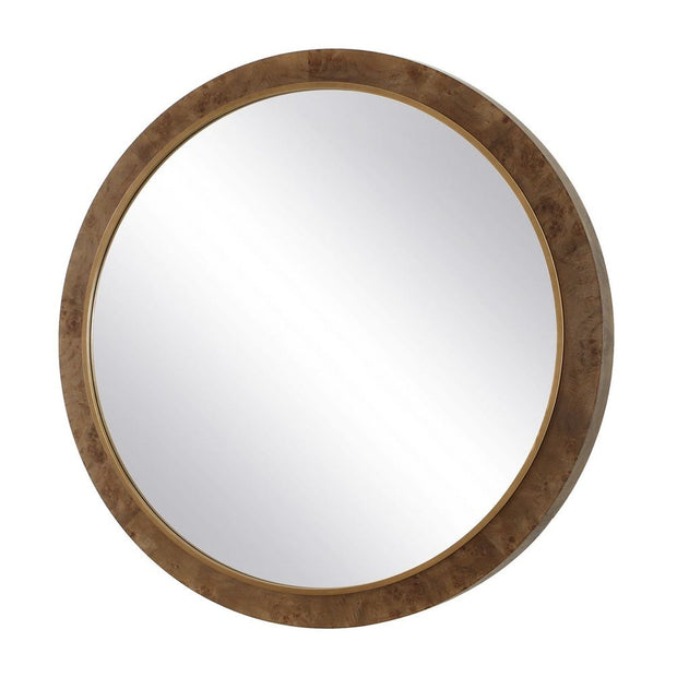 Uttermost Cleveland Antique Gold And Natural Grain Round Mirror