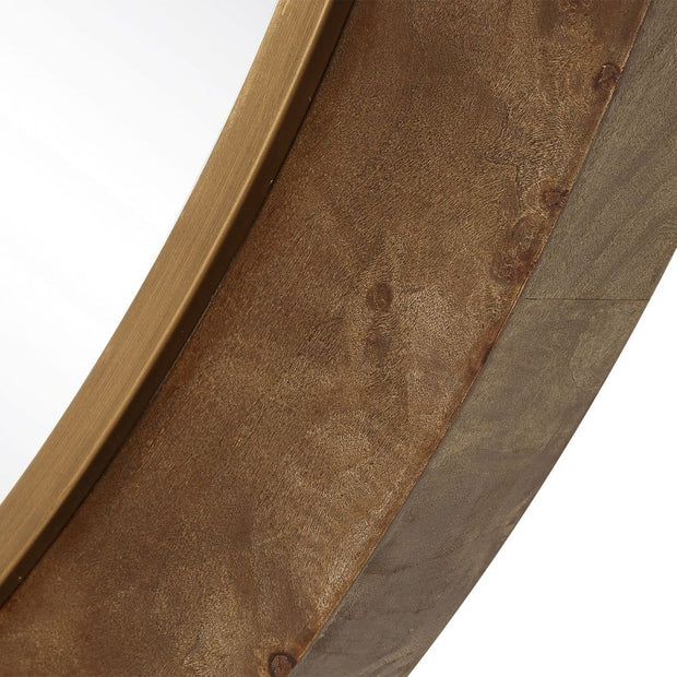 Uttermost Cleveland Antique Gold And Natural Grain Round Mirror