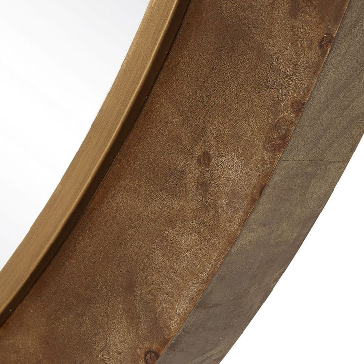 Uttermost Cleveland Antique Gold And Natural Grain Round Mirror