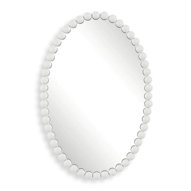 Uttermost Serna Beaded Matte White Oval Mirror